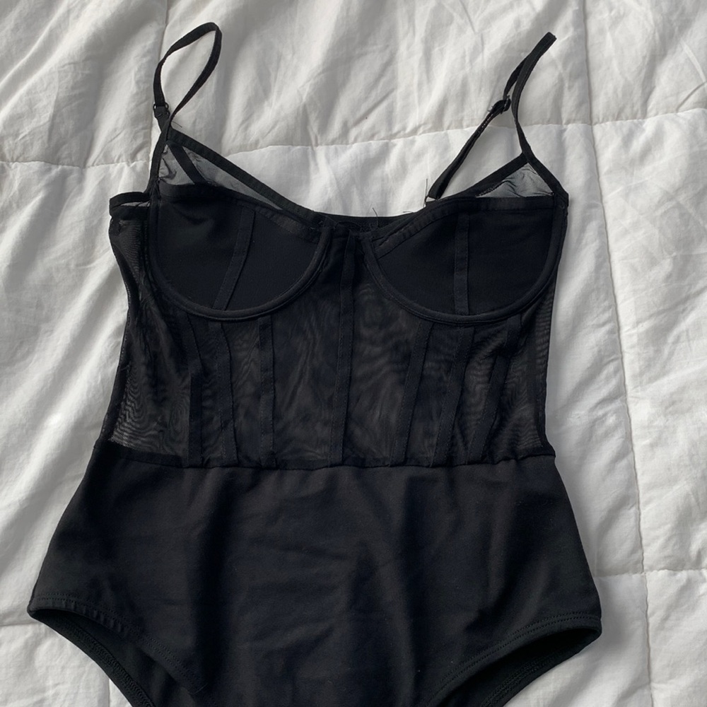 Black white fox bodysuit